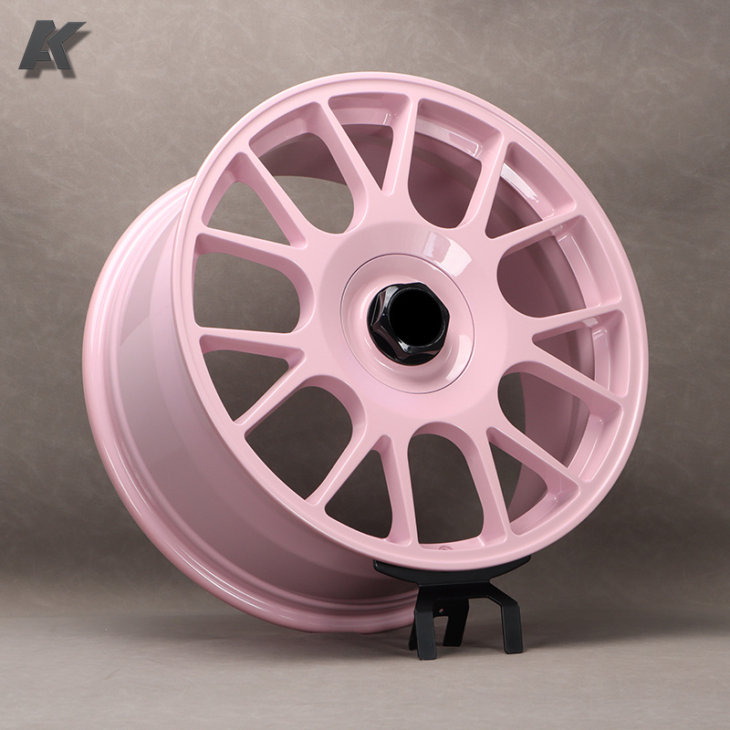 Wangu Custom 5x114.3 5x120 Passenger Car Rims Forged Wheels for Rotiform 16 17 18 19 20 21 22 24 Inches Pink Spoke 1 Piece