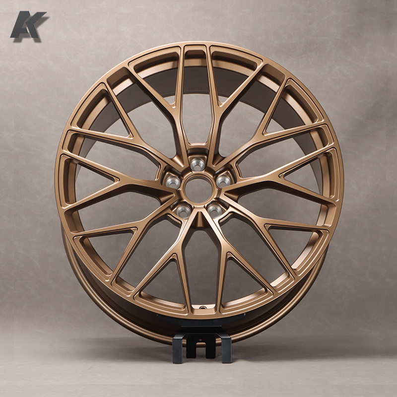 Wangu High Accuracy 5x120 16 17 18 19 20 Inch Matte bronze Multi Spoke Forged Aluminum Alloy Passenger Car Wheels 5x112 5x114.3