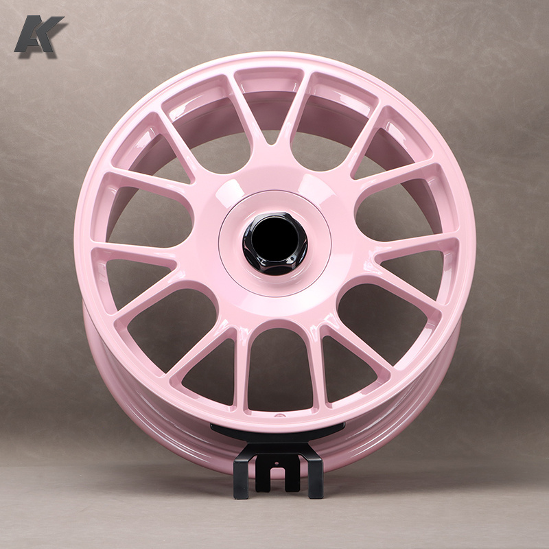 Wangu Custom 5x114.3 5x120 Passenger Car Rims Forged Wheels for Rotiform 16 17 18 19 20 21 22 24 Inches Pink Spoke 1 Piece