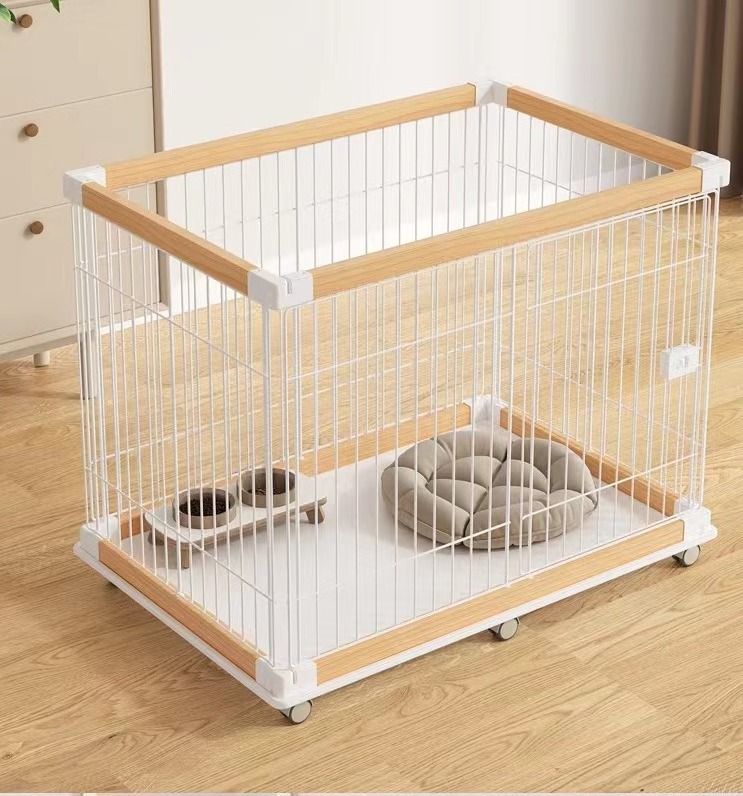 Collapsible Metal Heavy Duty Kennel Pet Crate Dog Whelp Pen Cage Cat Carrier Double Door Folding Rabbits Crates Dog Playpen