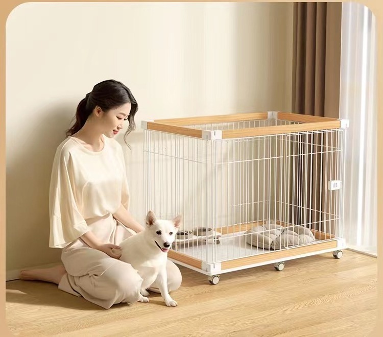 Collapsible Metal Heavy Duty Kennel Pet Crate Dog Whelp Pen Cage Cat Carrier Double Door Folding Rabbits Crates Dog Playpen