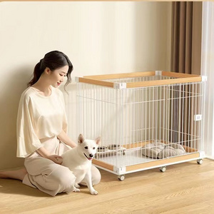 Collapsible Metal Heavy Duty Kennel Pet Crate Dog Whelp Pen Cage Cat Carrier Double Door Folding Rabbits Crates Dog Playpen