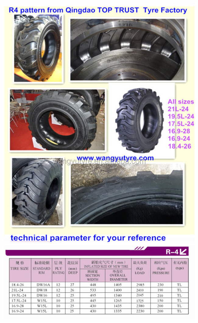 R4 Pattern Industrial Pneumatic Tire 16.9-28