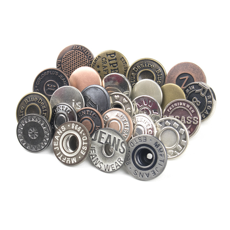 Logo Customized Brass Copper Metal Custom Denim Jeans Tack Buttons for Jeans