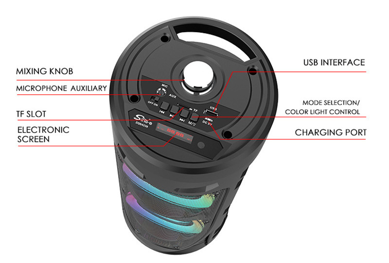 Deluxe Manufacturer Tws 2x4 Inch Rolling Big BT Speaker Light Trolley Karaoke Portable Partybox 110 Party Speaker