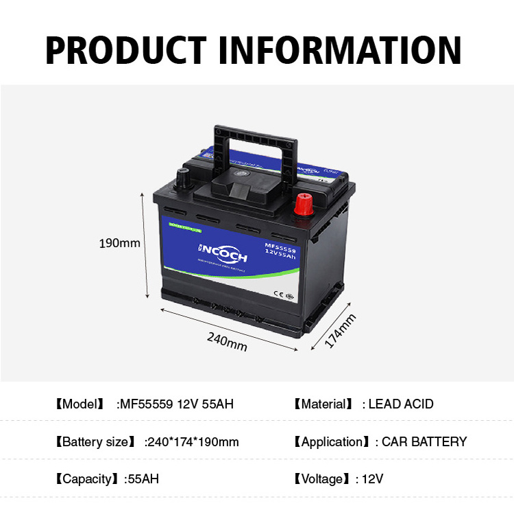 Wholesale Cheap Price Lead Acid Car Battery 12v 55Ah DIN55 Maintenance Free Batteries For Car Starting