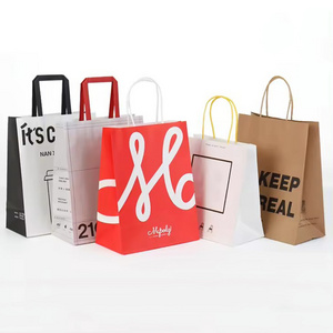 Wholesale custom luxury gift shopping clothing jewelry packaging to go fast food takeaway kraft paper bag with logo