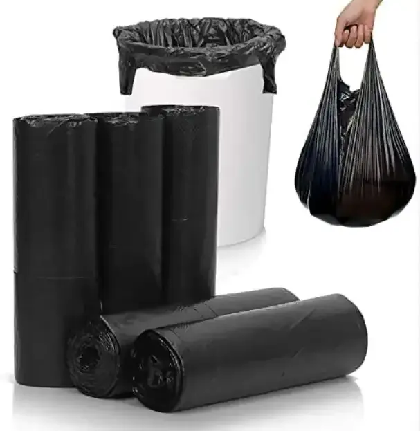 Custom 100% biodegradable compostable large black disposable plastic garbage dustbin liners trash bag