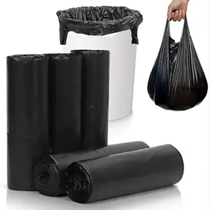 Custom 100% biodegradable compostable large black disposable plastic garbage dustbin liners trash bag