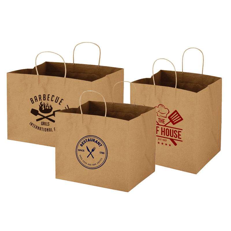 Custom eco-friendly cheap price supermarket food grocery shopping gift coal paper packaging bags with logo