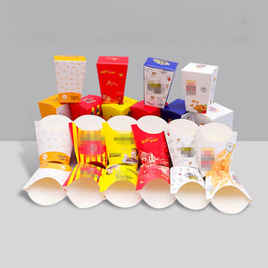 Paper food packaging box customized disposable french fries cups french fries paper chip box