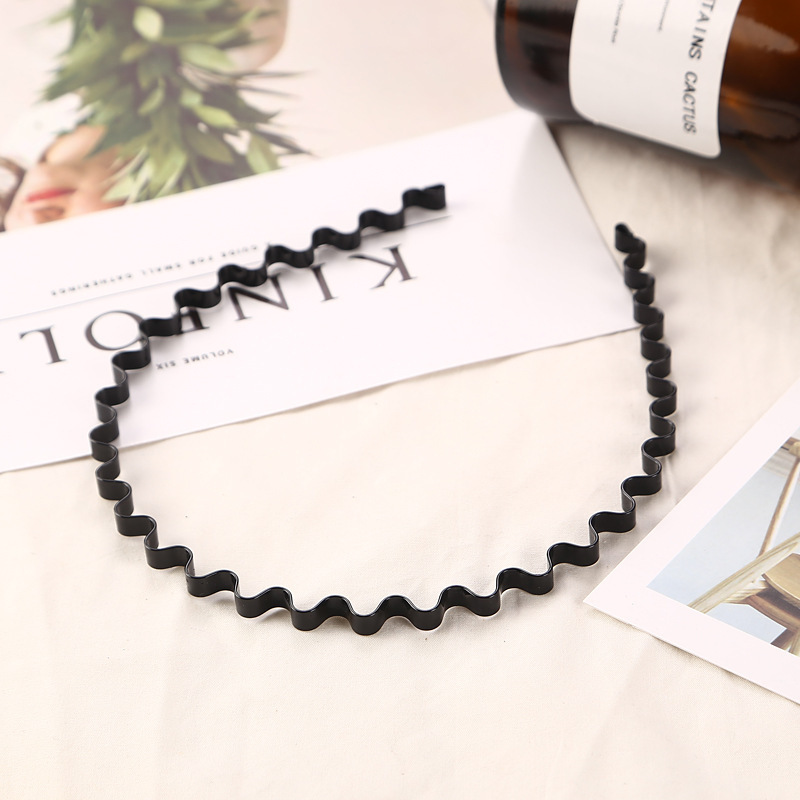 Wholesale Simple Unisex Black Wavy Hair Band Elastic Non Slip Hair Hoop Metal Sports Men Women Headband