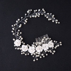 Handmade Wedding Accessories Decoration Fashion Pearl Flower Hair Comb Women Girls Bridal Headpiece