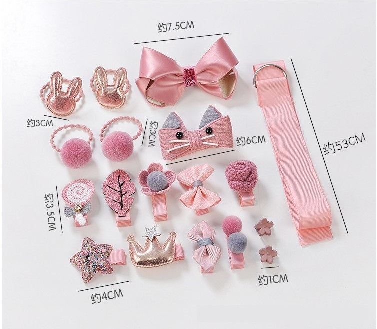 18Pcs/Set Cute Princess Baby Hair Clips With Box All-match Sweet Gift Kids Girl Hair Accessories Set