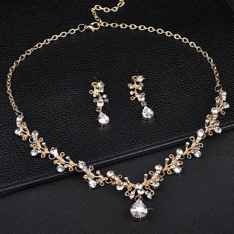 High Quality Wholesale Cheap Bridal Jewelry Accessories Sets Crystal Wedding Necklace Earring Jewelry Set