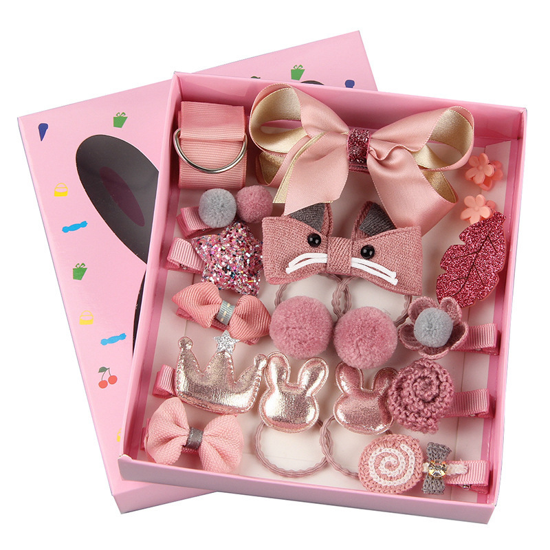 18Pcs/Set Cute Princess Baby Hair Clips With Box All-match Sweet Gift Kids Girl Hair Accessories Set