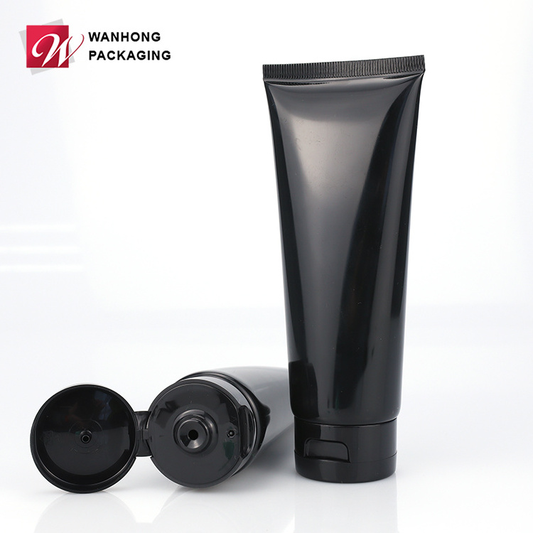 Factory Poly Customized 100ml Black Cosmetic Soft Tube, Cheap Plastic Tube For Cosmetic Face Wash