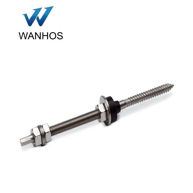 Stainless steel A2 M10 200mm 250mm 300mm Solar hanger bolt for corrugated metal solar roof mount