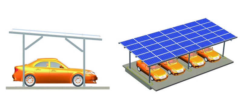 Aluminum Solar PV Carports Parking Solar Carport Mounting Systems 1MW