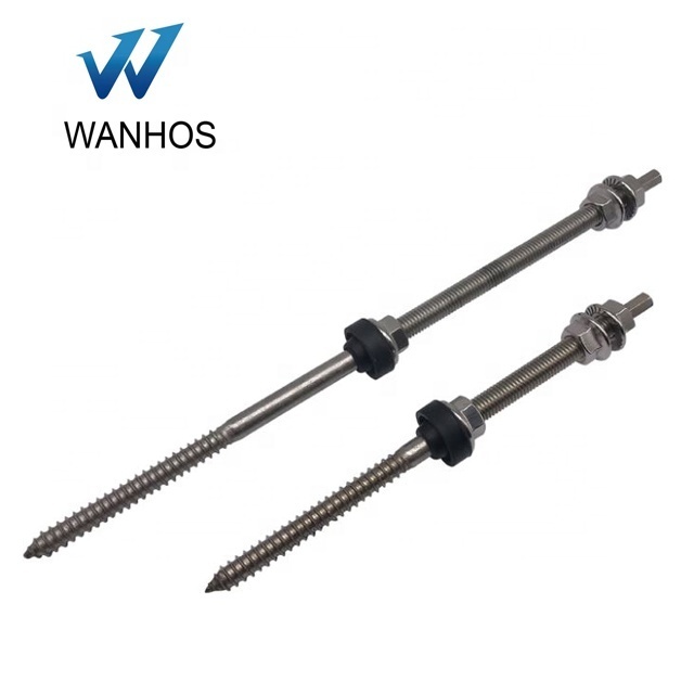 Stainless steel A2 M10 200mm 250mm 300mm Solar hanger bolt for corrugated metal solar roof mount