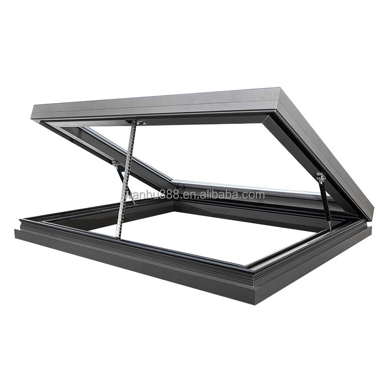 Motorized Smart Sliding Skylight Waterproof Double Glass Skylight Design With Sunshade