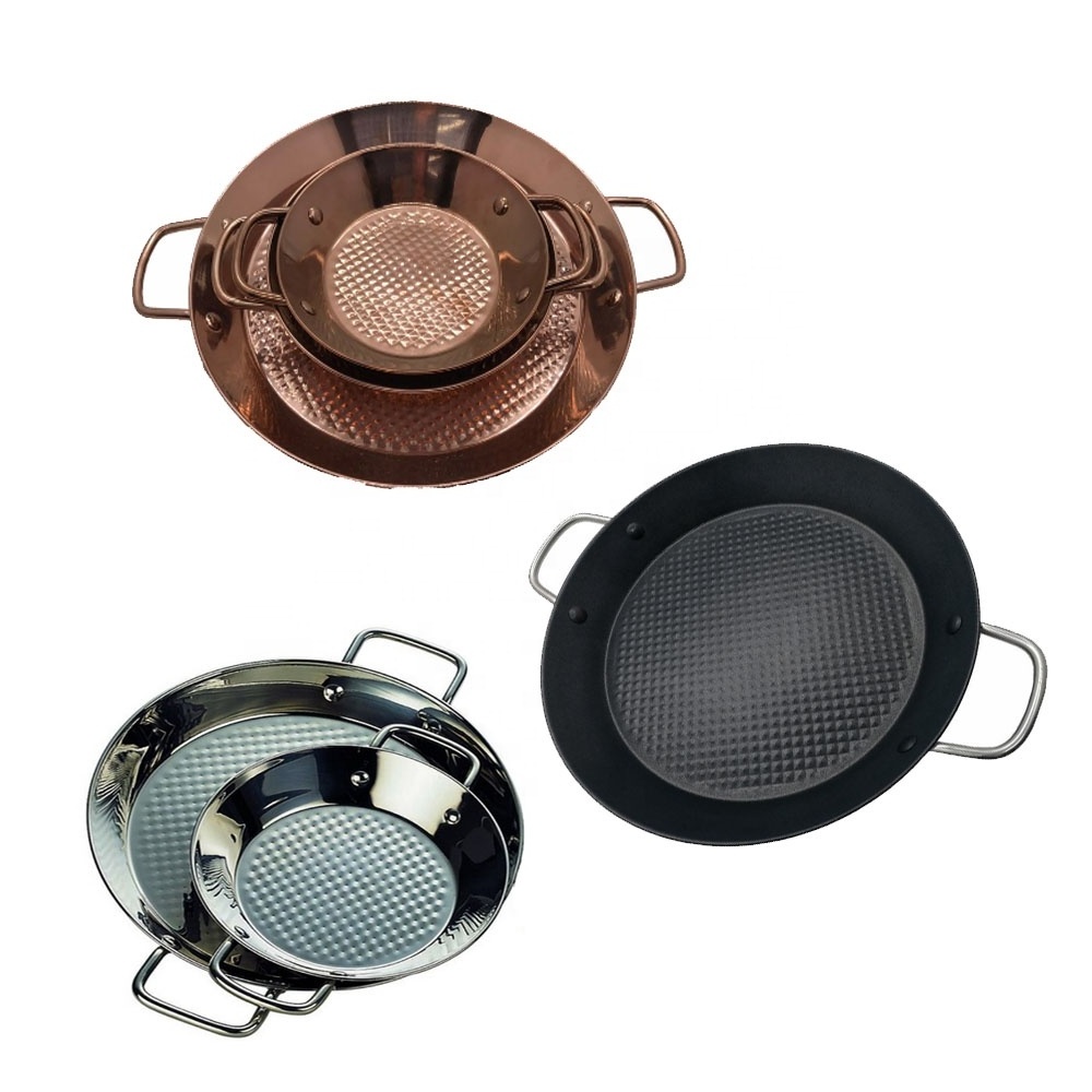 kitchen stainless steel round  Copper Paella pan