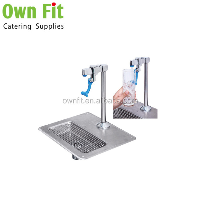 Commercial bar counter with faucet sink combination drip tray, stainless steel, plug-in grid kitchen faucet set