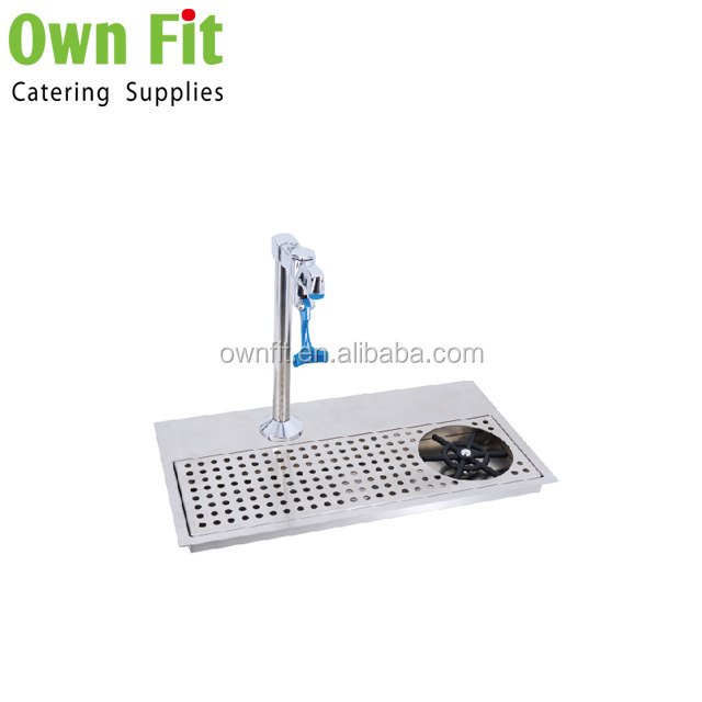 Commercial bar counter with faucet sink combination drip tray, stainless steel, plug-in grid kitchen faucet set