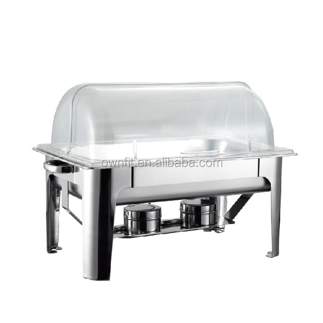 Factory for sale catering restaurant  GN pan display stainless steel buffet food warmer Roll Top chafing dish