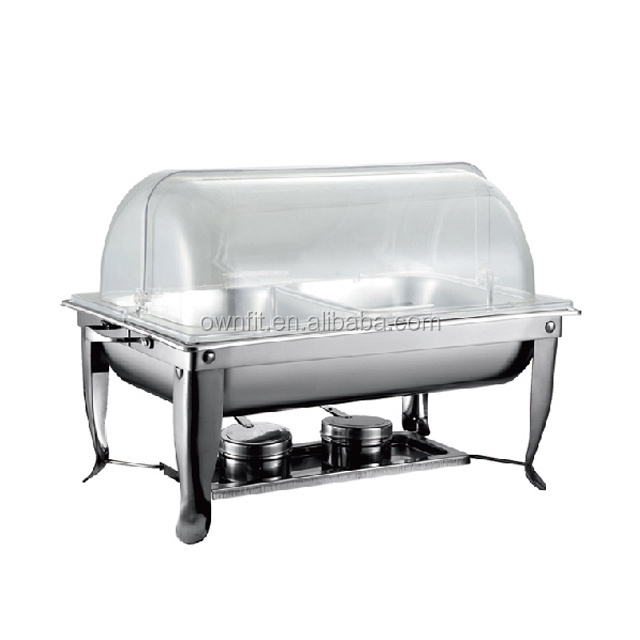 Factory for sale catering restaurant  GN pan display stainless steel buffet food warmer Roll Top chafing dish