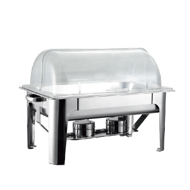 Hotel Restaurant Kitchen Equipment Big Capacity Stainless Steel Roll Top Buffet Chafing Dish Fast Food Warmer