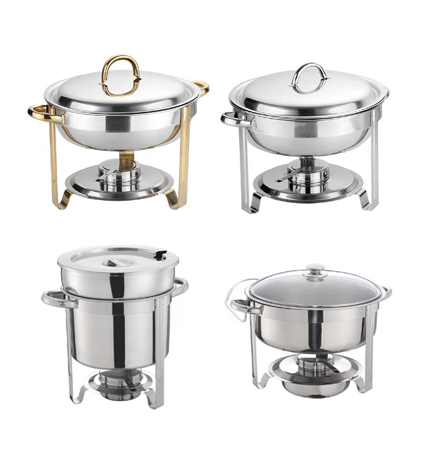 Round Chafing Dish 5 Quart Stainless Steel Round Buffet Catering Food Warmer