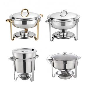 Round Chafing Dish 5 Quart Stainless Steel Round Buffet Catering Food Warmer