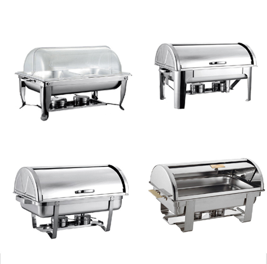 Factory for sale catering restaurant  GN pan display stainless steel buffet food warmer Roll Top chafing dish