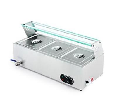 Electric Bain Marie Food Warmer Display with Glass Stainless Steel Bain Marie Counter Steam Table Buffet Equipmentfor Catering