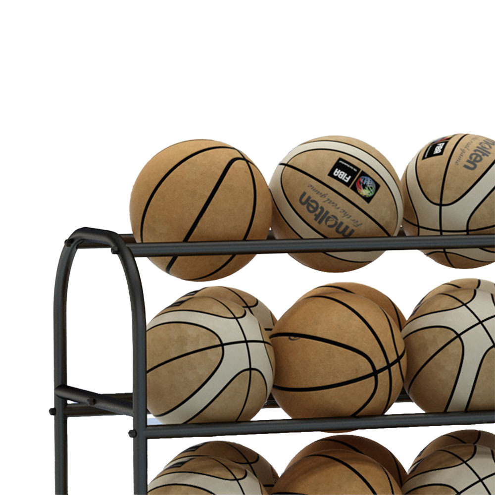 Basketball Rack Garage Ball Storage Stand 4-Layer Sport Equipment Storage Cart with Wheels for Football Volleyball Soccer