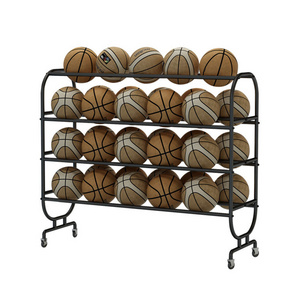 Basketball Rack Garage Ball Storage Stand 4-Layer Sport Equipment Storage Cart with Wheels for Football Volleyball Soccer