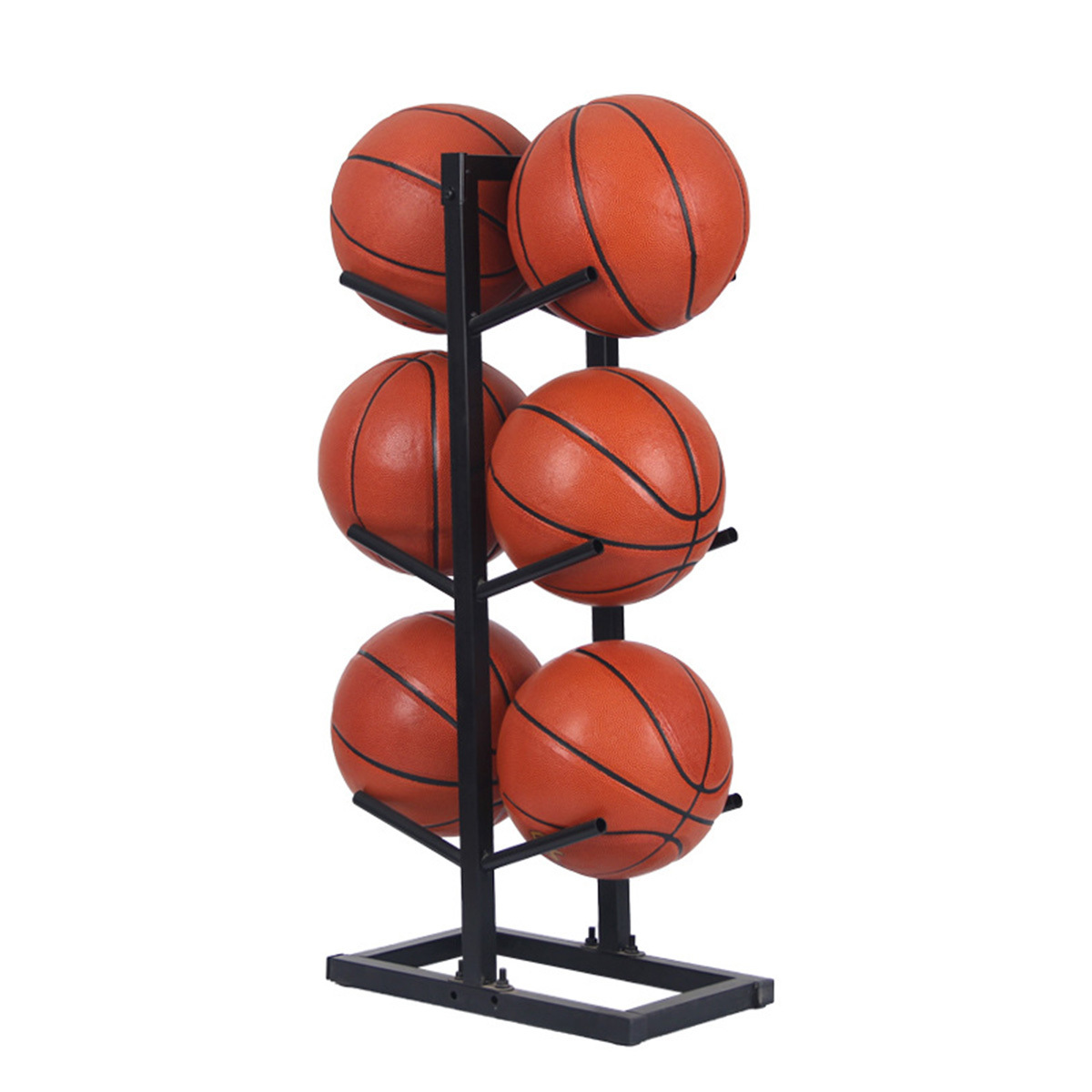 Custom Multilayers Ball Storage Rack Vertical Basketball Holder Garage Standing Ball Rack for Soccer Rugby Volleyball