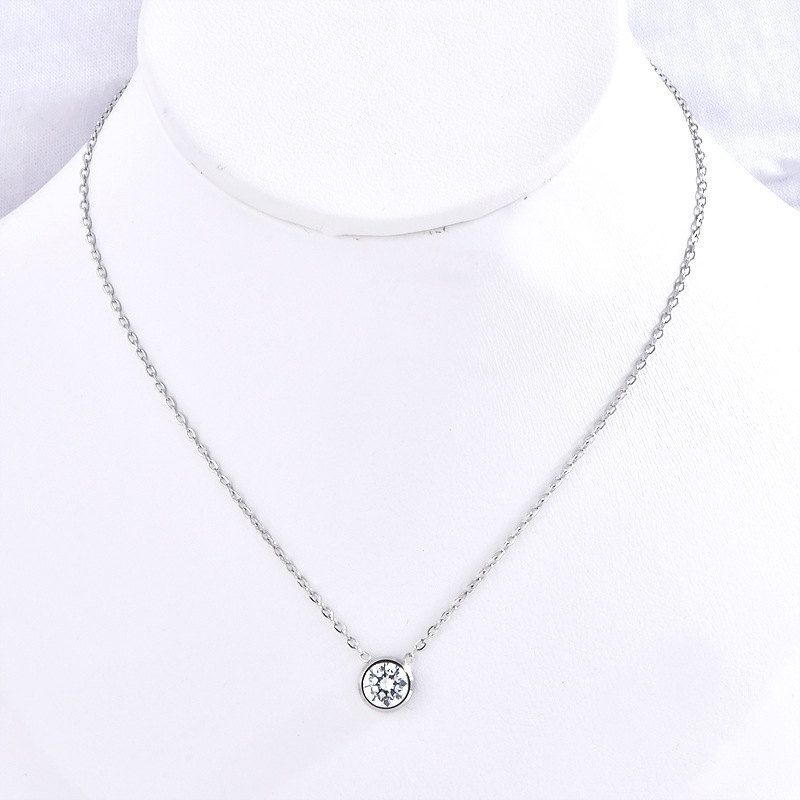 Wholesale Classic Design Zircon Pendant Oval Shape Link Chain Stainless Steel Necklace Different Sizes Women Jewelry For Gift