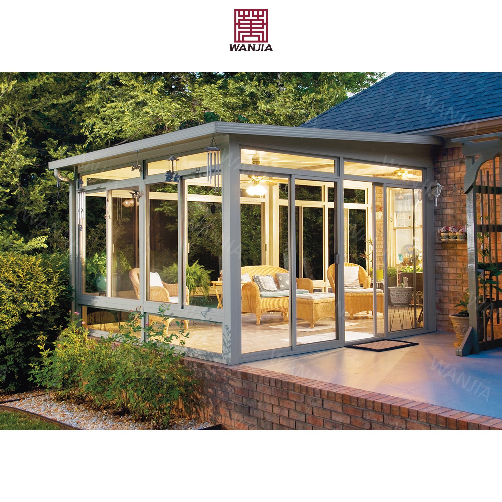 Top-Ranking Customized Solarium Conservatory Flat Glass Houses Garden Room Guaranteed Aluminum Alloy Sunroom Glass Houses