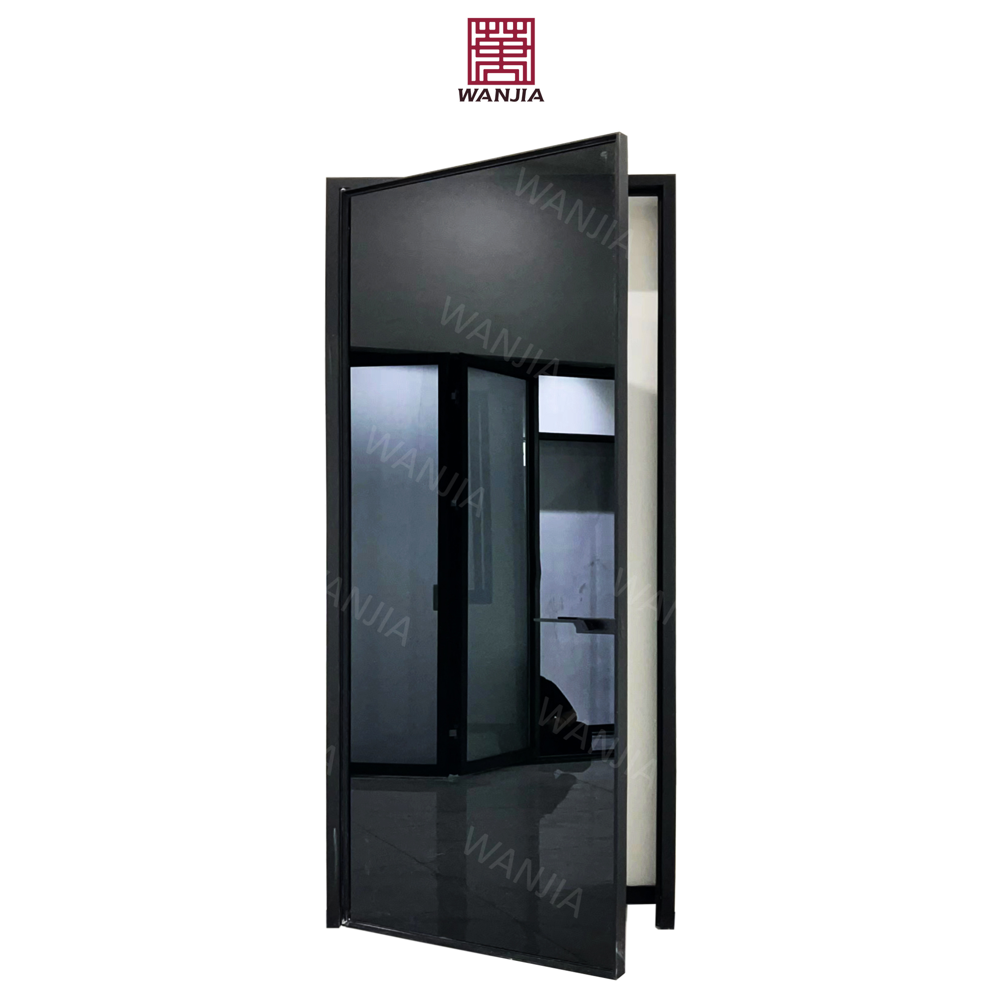 High end OEM/ODM interior aluminum swing door coated glass slim frame fullview casement doors