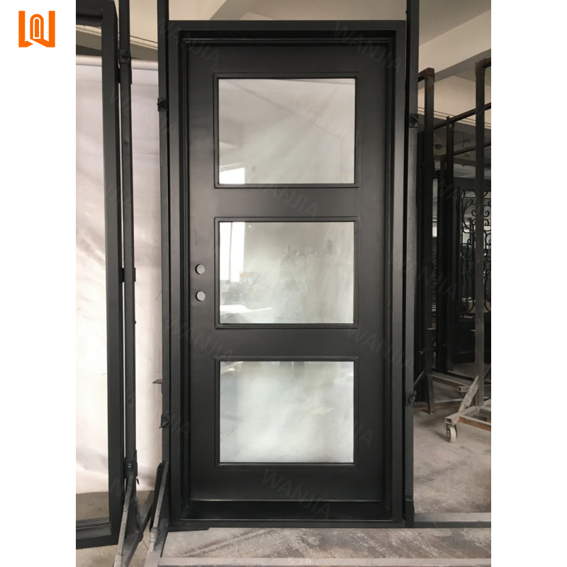 Modern minimalist design exterior entry iron door rust proof front wrought iron door grille design entrance wrought iron door