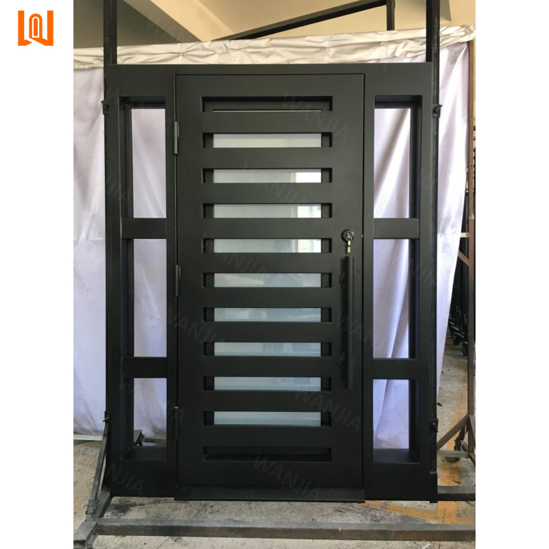 Modern minimalist design exterior entry iron door rust proof front wrought iron door grille design entrance wrought iron door