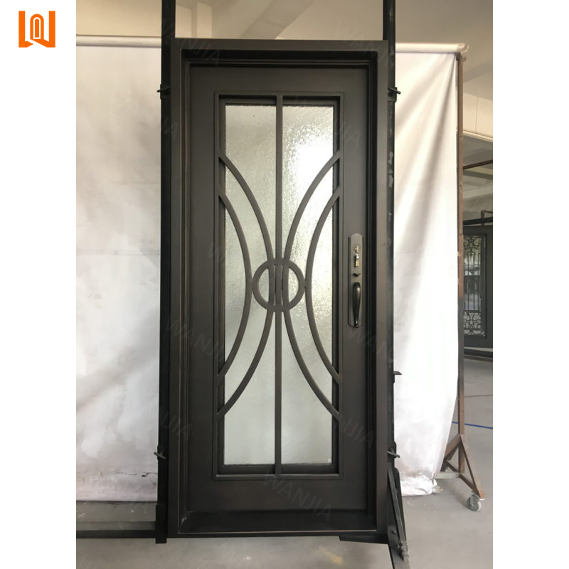 Modern minimalist design exterior entry iron door rust proof front wrought iron door grille design entrance wrought iron door