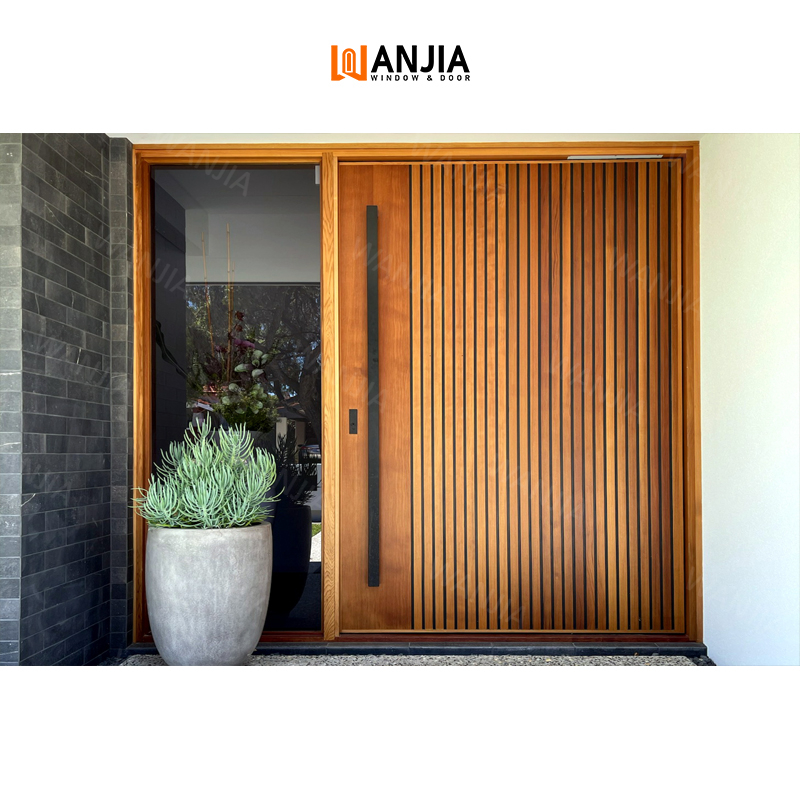 WANJIA Eco friendly exterior front entry doors houses villa modern pivot door pivot wooden door