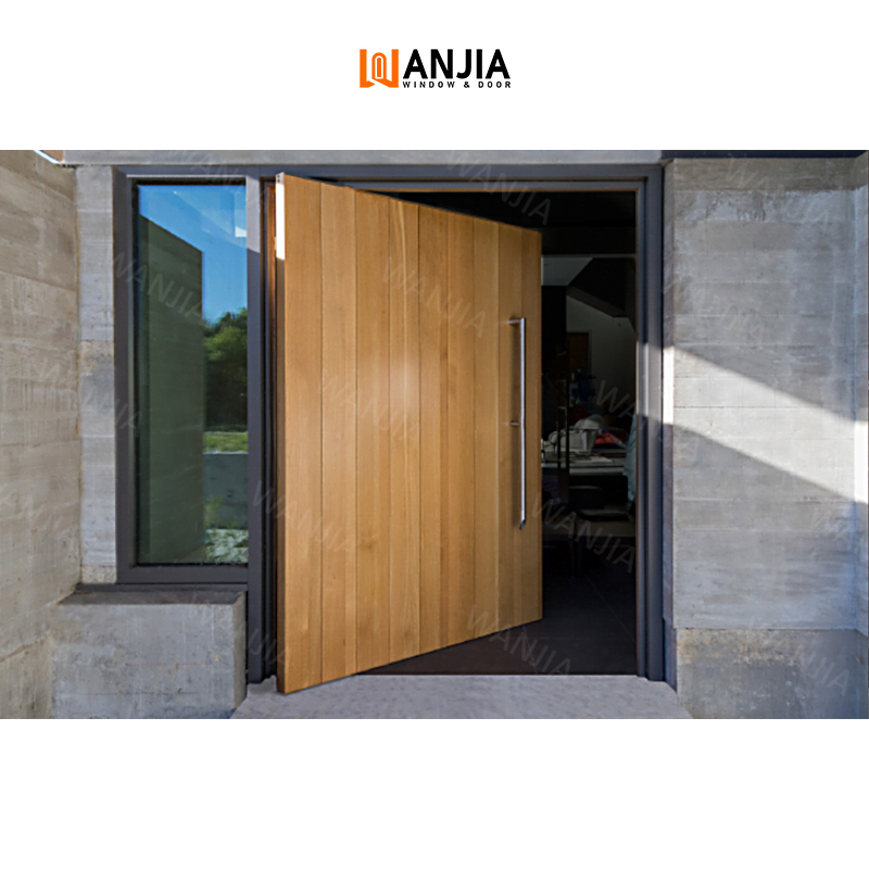 WANJIA Eco friendly exterior front entry doors houses villa modern pivot door pivot wooden door