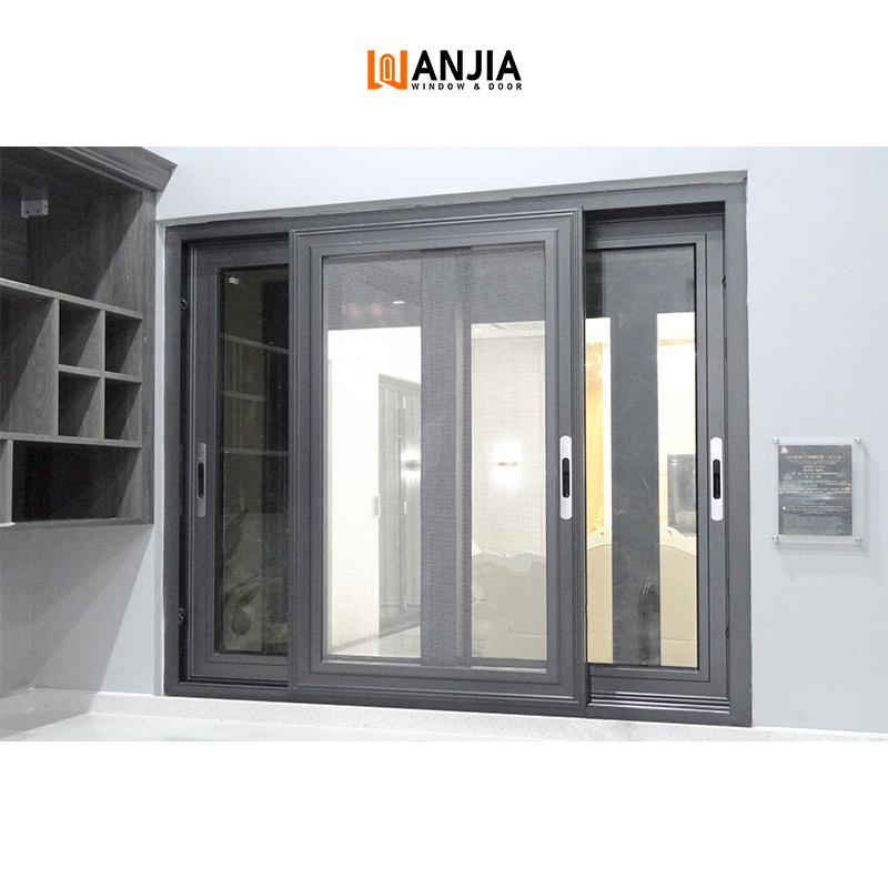 Double glazed aluminium 3 tracks sliding window aluminum windows