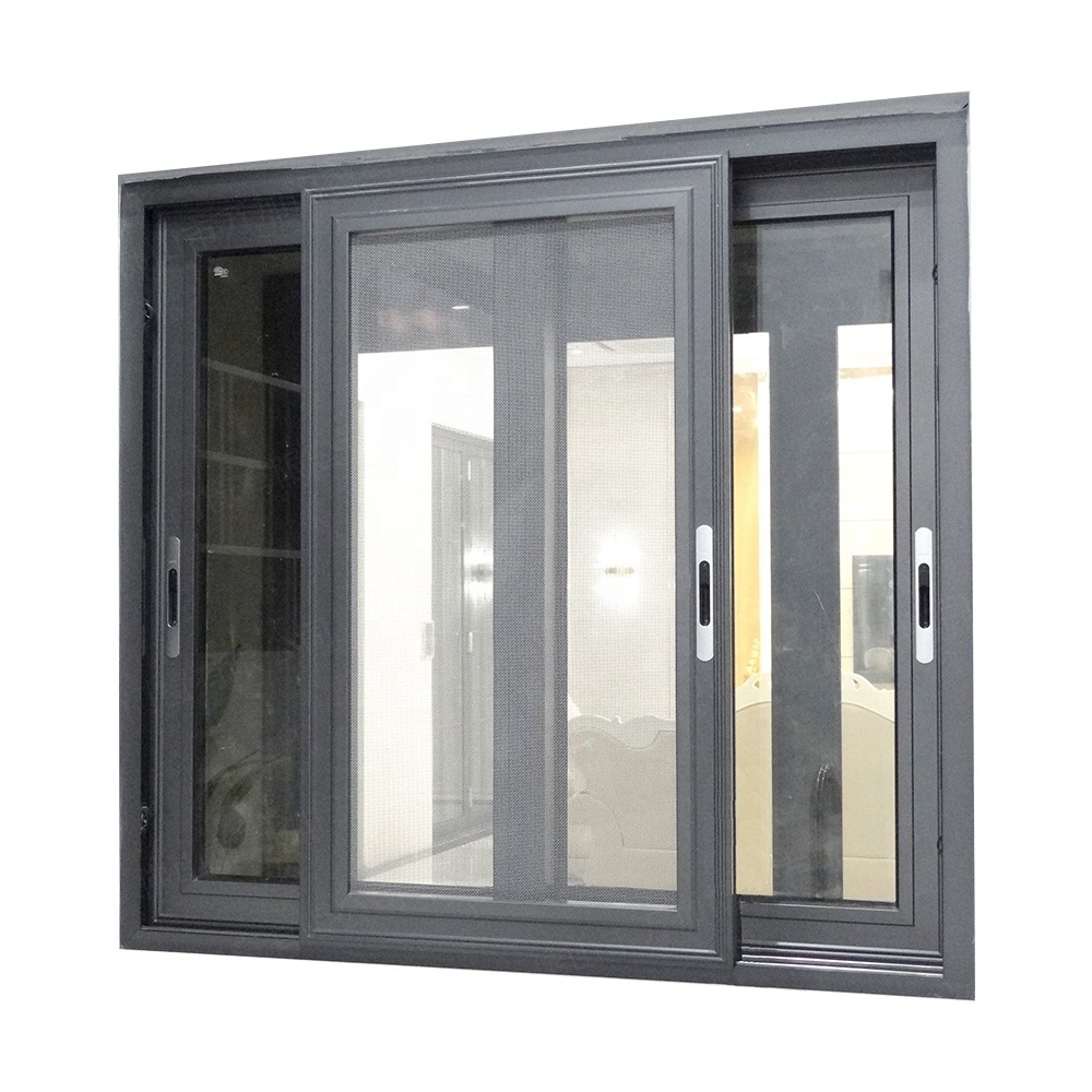 Double glazed aluminium 3 tracks sliding window aluminum windows