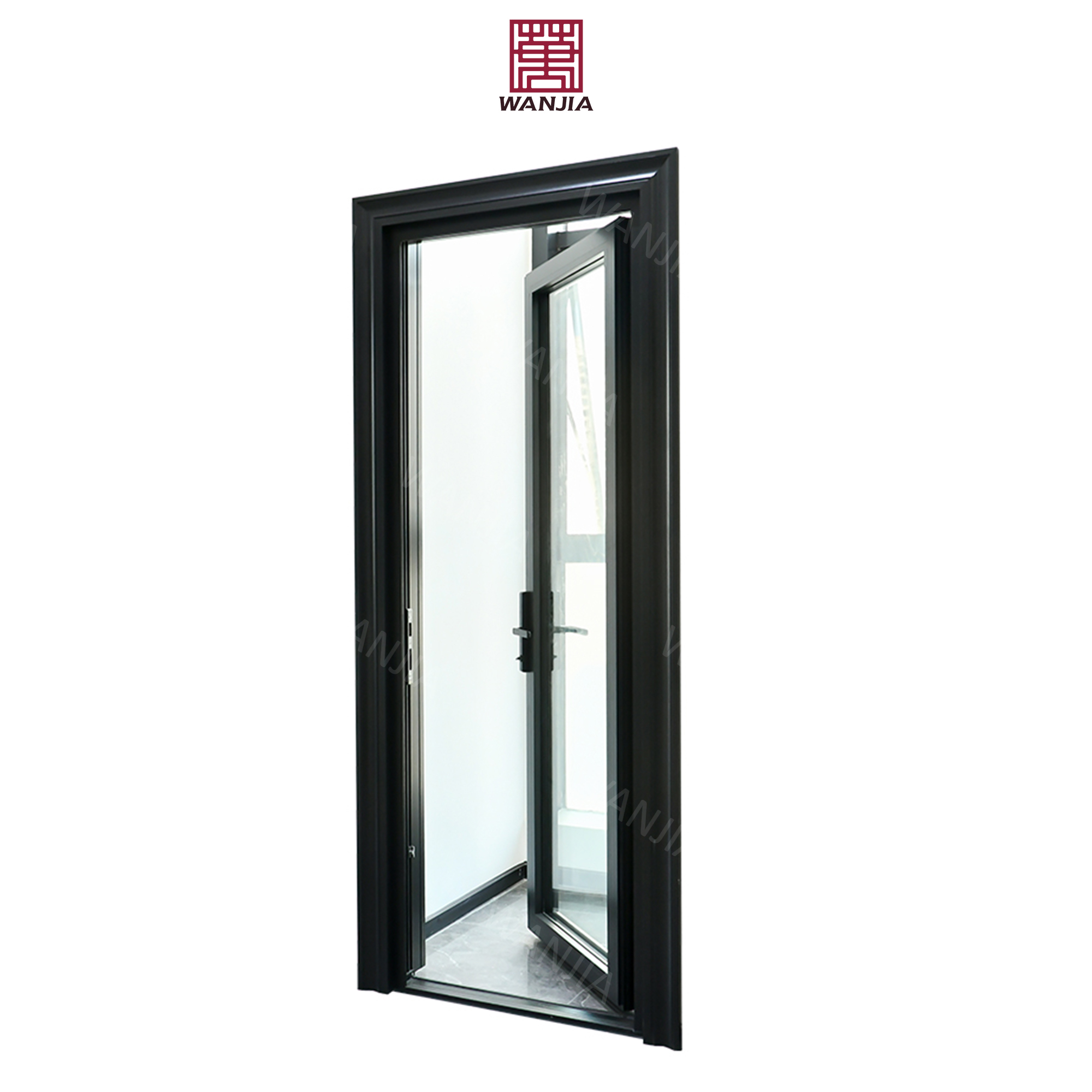 Bathroom bedroom interior glass doors aluminum double glazed casement doors