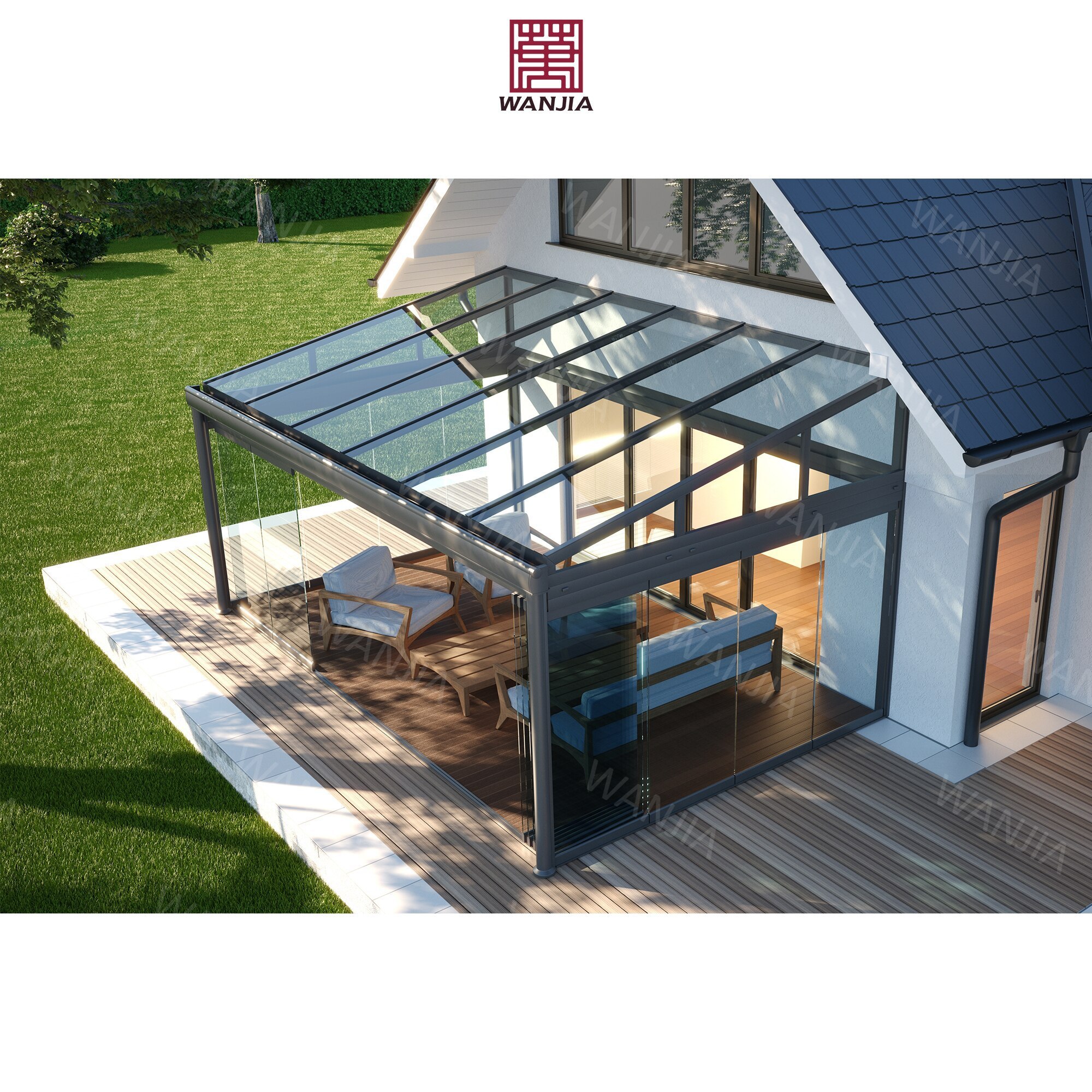 Top-Ranking Customized Solarium Conservatory Flat Glass Houses Garden Room Guaranteed Aluminum Alloy Sunroom Glass Houses